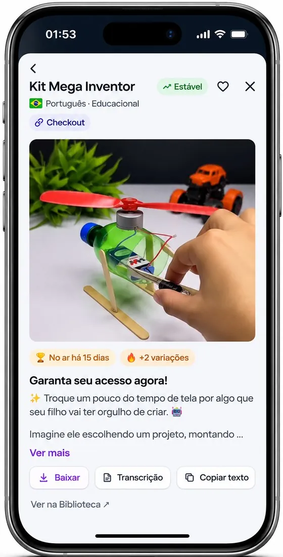 Tela do Garimpro no celular: top anúncios